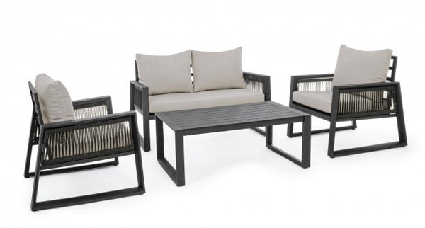 Salon de Jardin Canapé 2 Fauteuils et Table Basse Captiva Anthracite prezzo