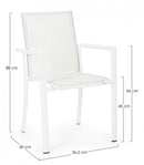 Set 4 Sedie da Giardino 56,2x60x88h cm con Braccioli Konnor Bianco-3