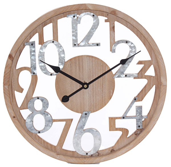 Horloge Murale Ø40 cm en MDF et Métal Marron prezzo