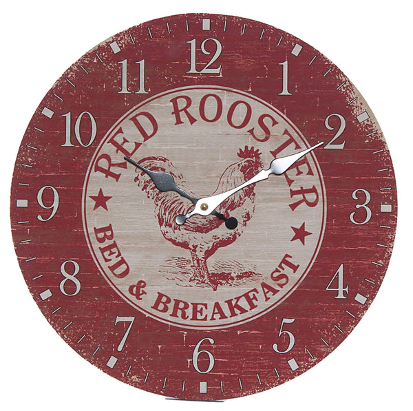 acquista Horloge Murale "Coq Rouge" Ø34 cm en MDF Rouge