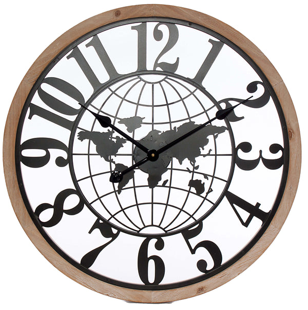 sconto Horloge Murale Ø60 cm en MDF et Métal Noir