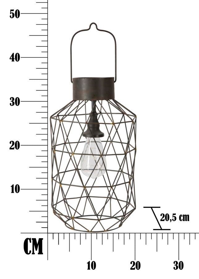 Lanterna Oxy Ø20,5x35 cm in Ferro e Vetro Nero-6