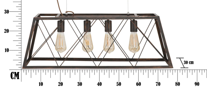 Lampadario Industry 78x30x26,5 cm in Ferro-6