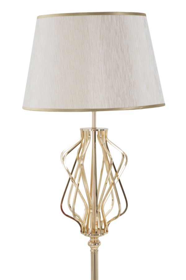 Lampada da Terra Glam x Ø40x170 cm in Ferro Plastica e Poliestere Oro e Crema-2