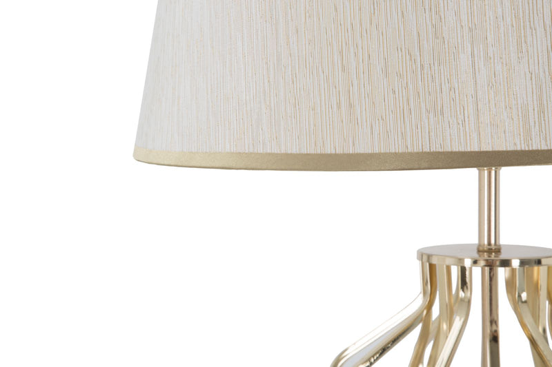 Lampada da Terra Glam x Ø40x170 cm in Ferro Plastica e Poliestere Oro e Crema-5