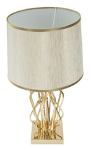 Lampada da Tavolo Glam x Ø30x52 cm in Ferro Plastica e Poliestere Oro e Crema-4