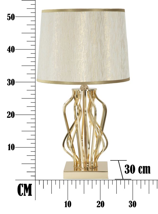 Lampada da Tavolo Glam x Ø30x52 cm in Ferro Plastica e Poliestere Oro e Crema-7