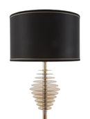 Lampada da Terra Round Glam Ø40x180 cm in Ferro Plastica e Poliestere Nero e Oro-2