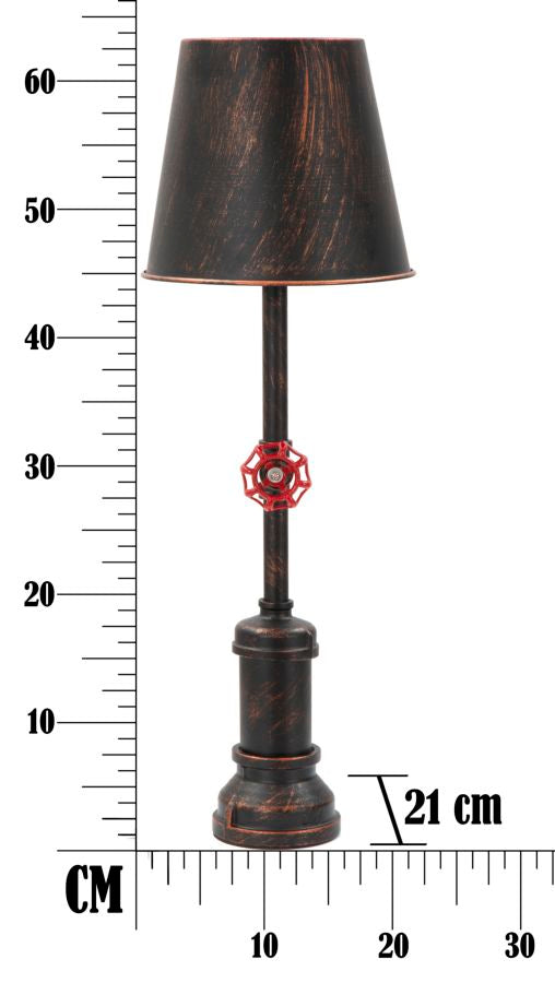 Lampada da Tavola Manhattan Simple Ø21x64 cm in Ferro Nero Rame e Rosso-9