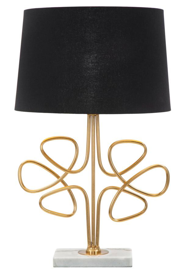 Lampada da Tavolo Glam Roudy Ø39x65 cm in Ferro Plastica e Poliestere Nero e Oro-1