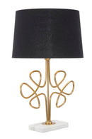 Lampada da Tavolo Glam Roudy Ø39x65 cm in Ferro Plastica e Poliestere Nero e Oro-2