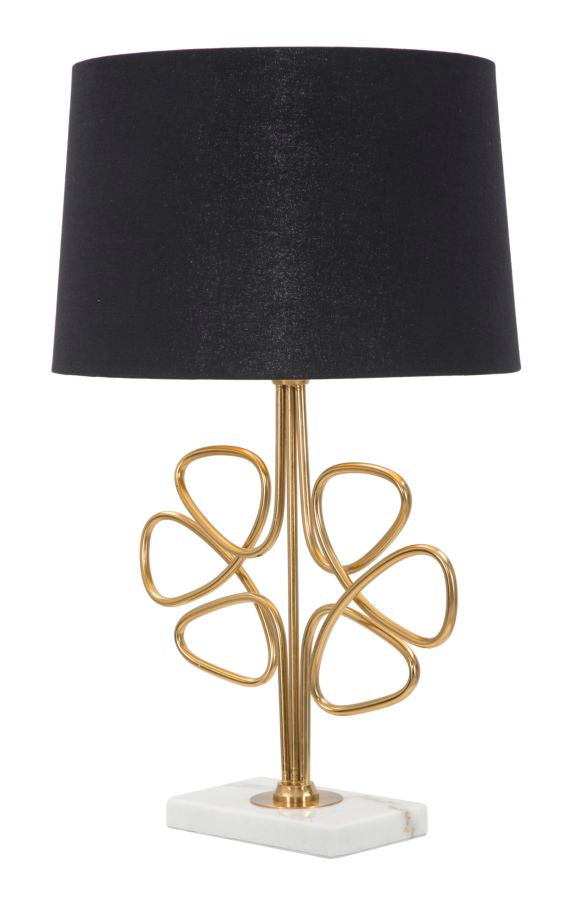 Lampada da Tavolo Glam Roudy Ø39x65 cm in Ferro Plastica e Poliestere Nero e Oro-4