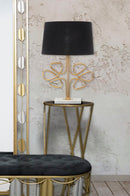 Lampada da Tavolo Glam Roudy Ø39x65 cm in Ferro Plastica e Poliestere Nero e Oro-9