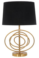 Lampada da Tavolo Glam Fluy Ø40x60,5 cm in Ferro Plastica e Poliestere Nero e Oro-2