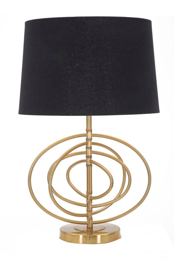 Lampada da Tavolo Glam Fluy Ø40x60,5 cm in Ferro Plastica e Poliestere Nero e Oro-3