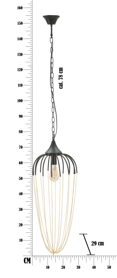 Lampadario Elegant Ø29x72 cm in Ferro Nero e Oro-10