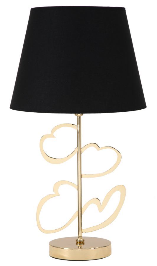 Lampada da Tavolo Glam Harts Ø30x54,5 cm in Ferro e Tessuto Nero e Oro-1