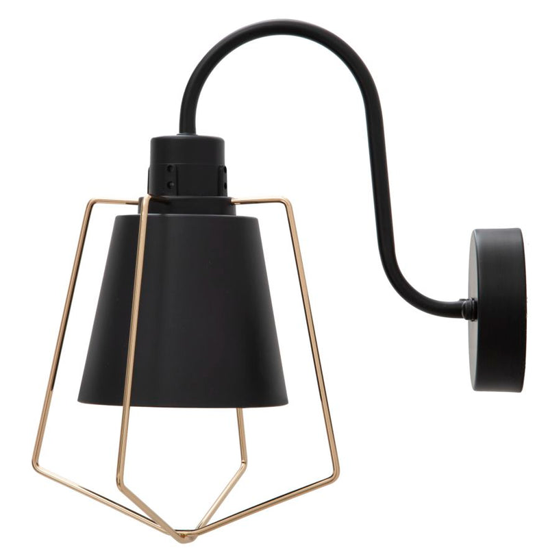 Lampada da Muro Elegant -D- 18x28x28 cm in Ferro Nero e Oro-1