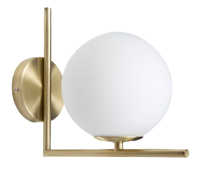 Lampada da Muro Glamy 15x25x22 cm in Ferro e Vetro Bianco e Oro-1