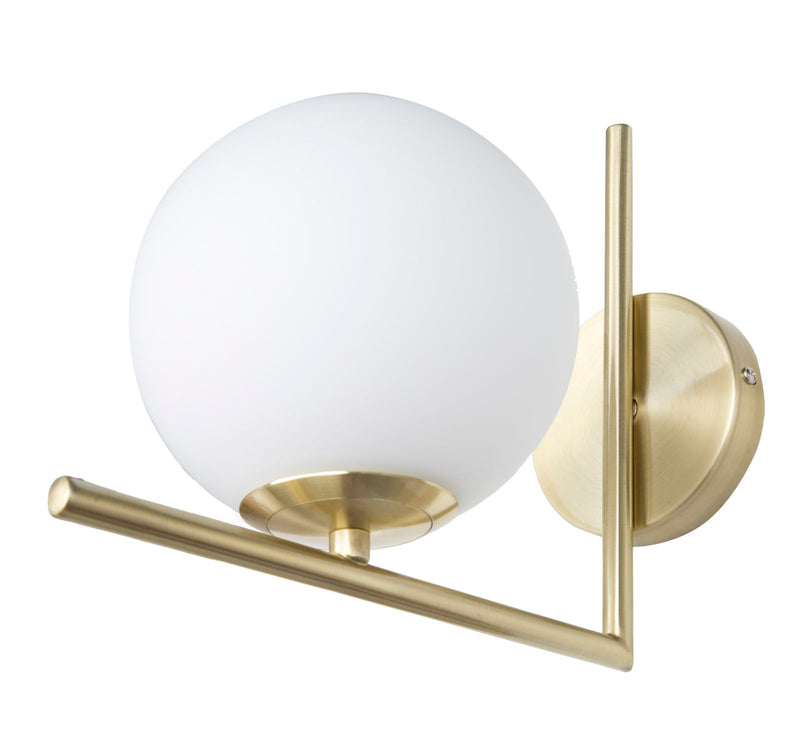 Lampada da Muro Glamy 15x25x22 cm in Ferro e Vetro Bianco e Oro-6