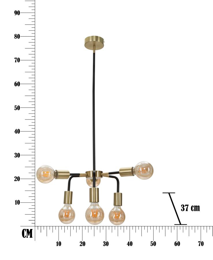 Lampadario Darky Ø37x81 cm in Ferro Oro e Nero-8