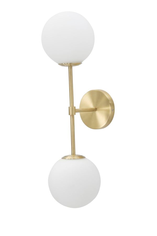 Lampada da Muro Glamy Doppia 15x21x55 cm in Ferro e Vetro Oro e Bianco-2