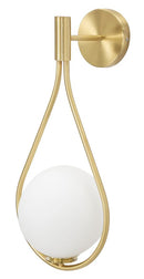 Lampada da Muro Glamy Drop 24x20x52 cm in Ferro e Vetro Oro e Bianco-2