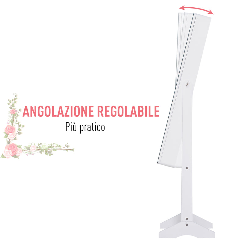 Armadio Portagioie e Trucchi con Specchio e Illuminazione LED Automatica Bianco 30x146x36 cm -5