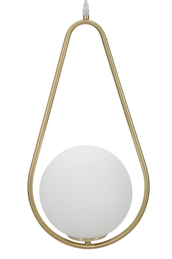 Lampadario Glamy Drop 24x20x46 cm in Ferro e Vetro Oro e Bianco-2