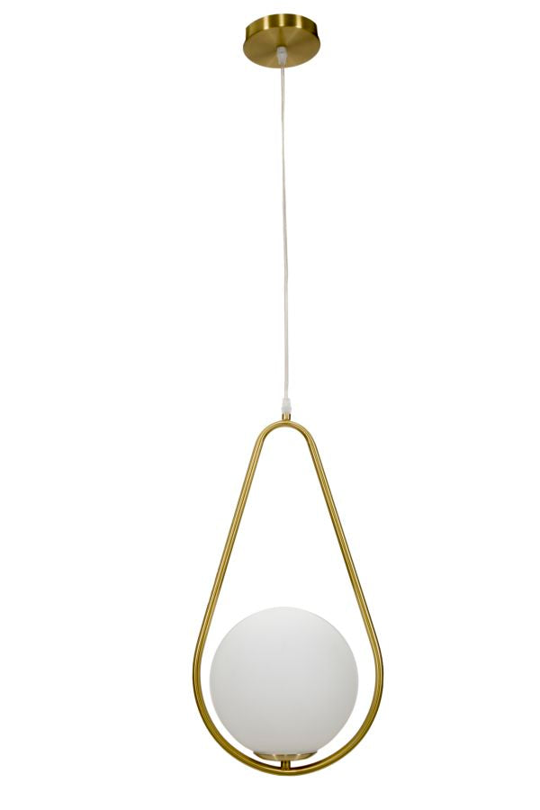 Lampadario Glamy Drop 24x20x46 cm in Ferro e Vetro Oro e Bianco-3