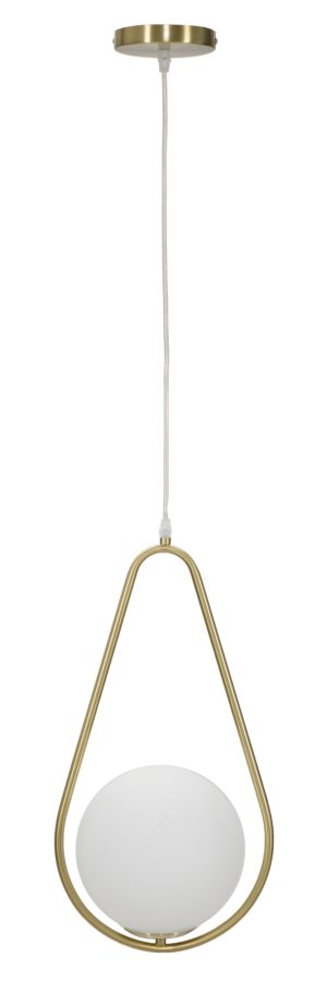 Lampadario Glamy Drop 24x20x46 cm in Ferro e Vetro Oro e Bianco-4