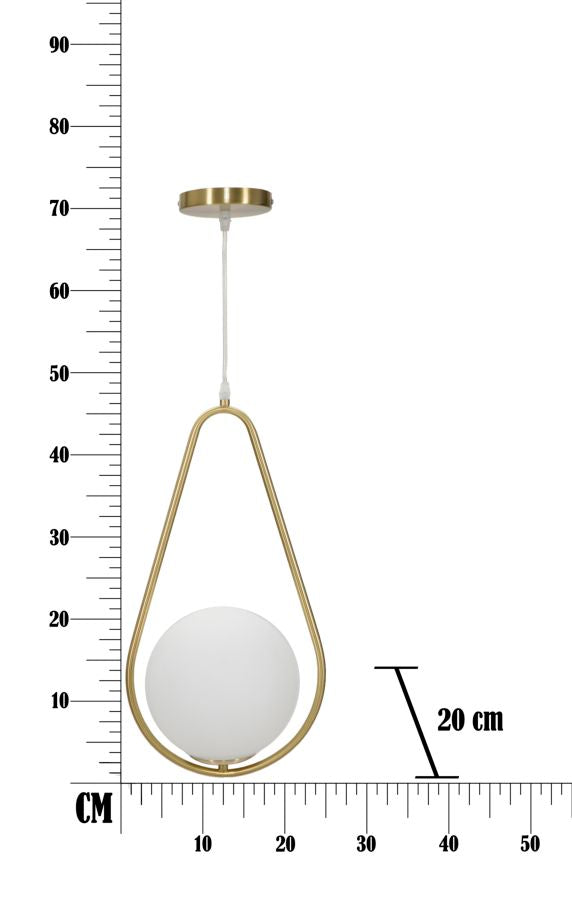 Lampadario Glamy Drop 24x20x46 cm in Ferro e Vetro Oro e Bianco-9