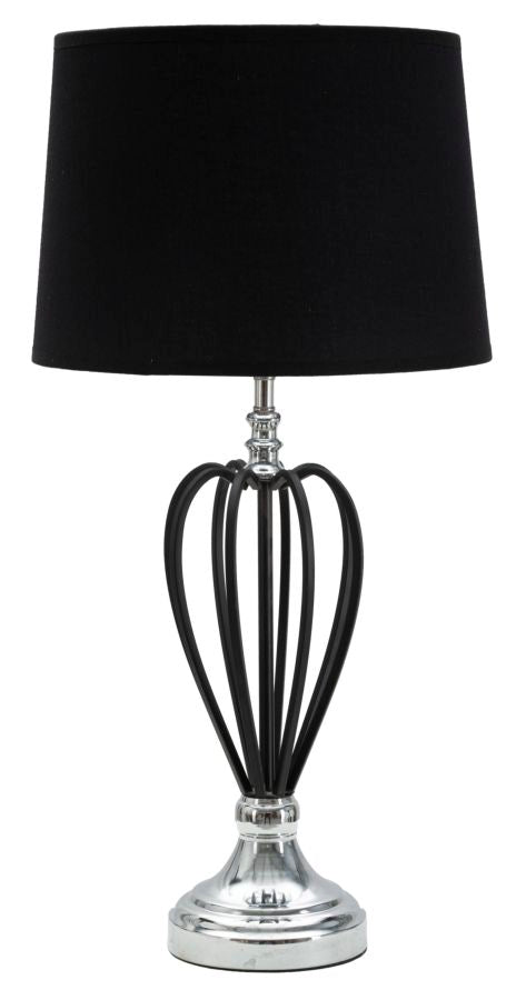 prezzo Lampe à Poser Darky Silver Ø28x56 cm en PVC Fer et Tissu Noir et Argent