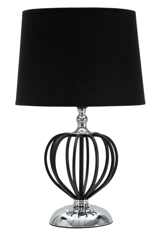 Lampada da Tavolo Darky Argento Ø28x44,5 cm in Ferro PVC e Tessuto Nero e Argento-1