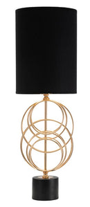 Lampada da Tavolo Circly Ø22,5x65 cm in Ferro PVC e Tessuto Oro e Nero-1