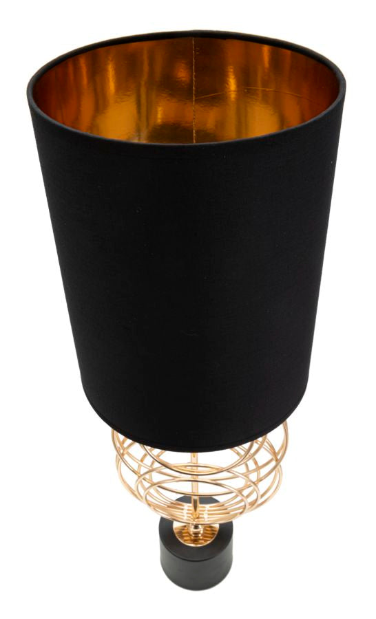 Lampada da Tavolo Circly Ø22,5x65 cm in Ferro PVC e Tessuto Oro e Nero-2