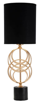 Lampada da Tavolo Circly Ø20x58,5 cm in Ferro PVC e Tessuto Oro e Nero-1