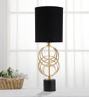 Lampada da Tavolo Circly Ø20x58,5 cm in Ferro PVC e Tessuto Oro e Nero-6