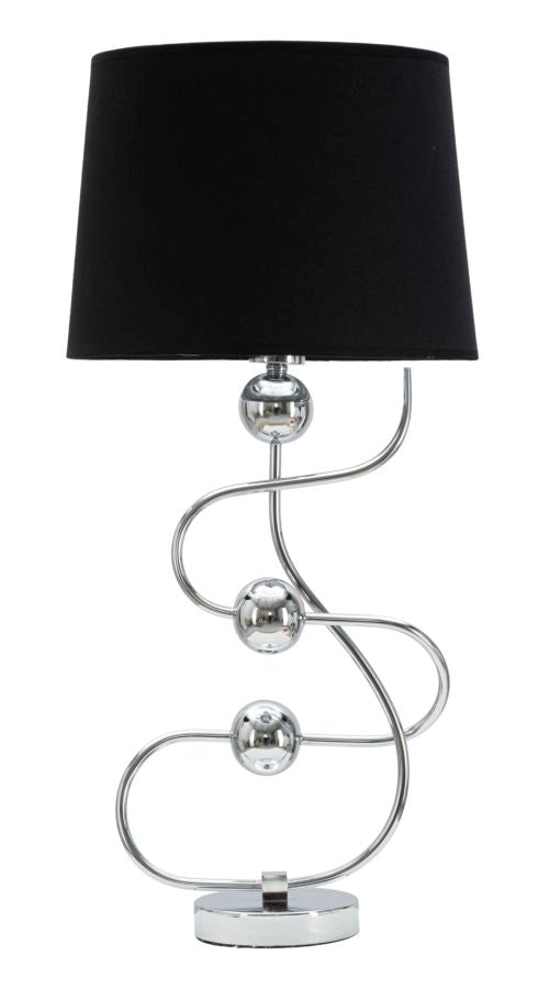 Lampada da Tavolo Argento Ball Ø33x67 cm in Ferro PVC e Tessuto Argento e Nero-1