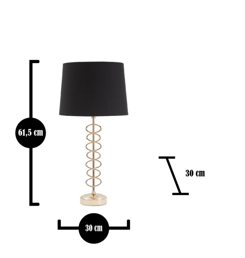 Lampada da Tavolo x Ø30x61,5 cm in Ferro Carta e Tessuto Oro e Nero-6