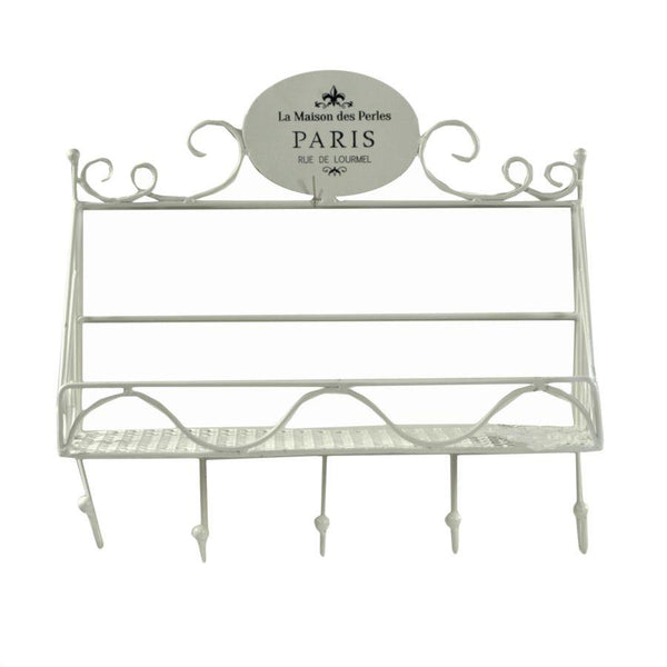 Appendiabiti a Muro 5 Ganci con Mensola 38,5x13xh37 cm in Metallo Paris Bianco prezzo