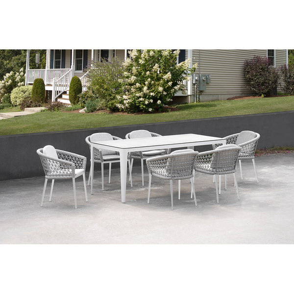 acquista Ensemble table rectangulaire et 6 chaises de jardin Venus Dining 180 aluminium blanc