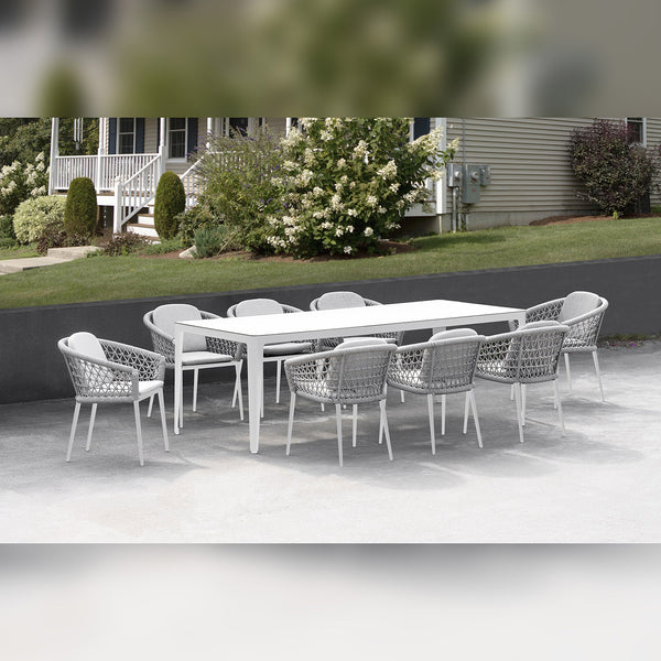 Ensemble Table et 8 Chaises de Jardin en Aluminium Venus Dining 230 Blanc sconto