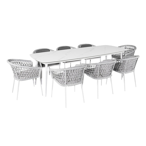 prezzo Ensemble de Table Rectangulaire et 8 Chaises de Jardin en Muses 240 Aluminium Blanc