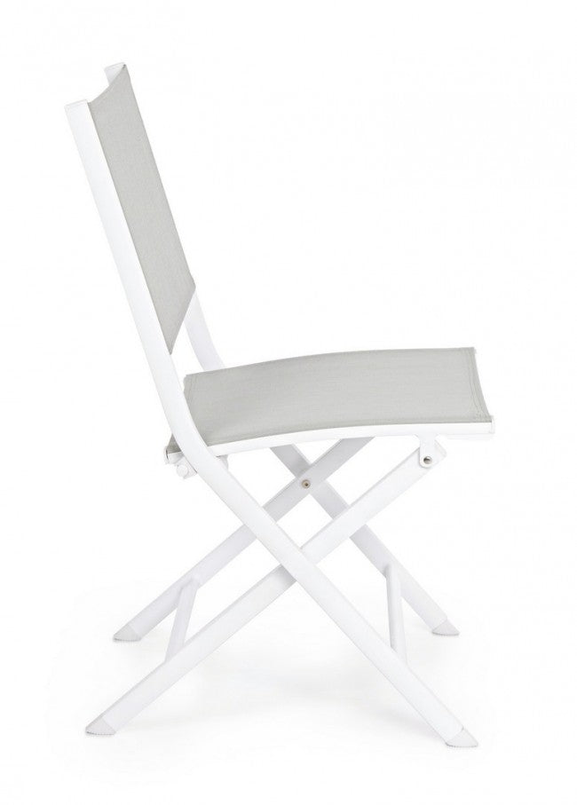 Set 4 Sedie Pieghevole da Giardino 47x57x88h cm Elin Bianco -5