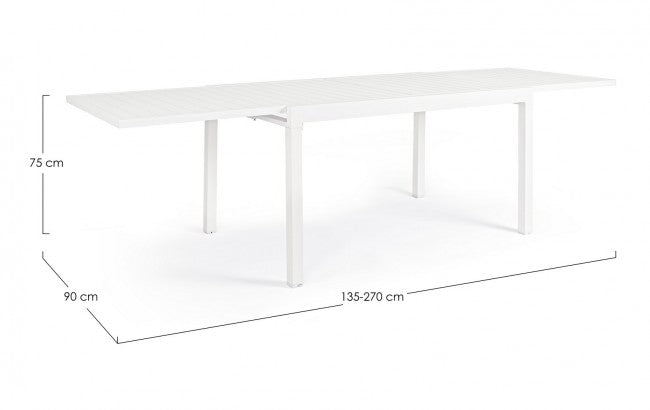 Tavolo Allungabile da Giardino 135-270x90x75h cm Pelagius Bianco-3