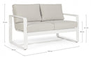 Divano 2 Posti 134x78x84h cm con Cuscini Merrigan Bianco-3