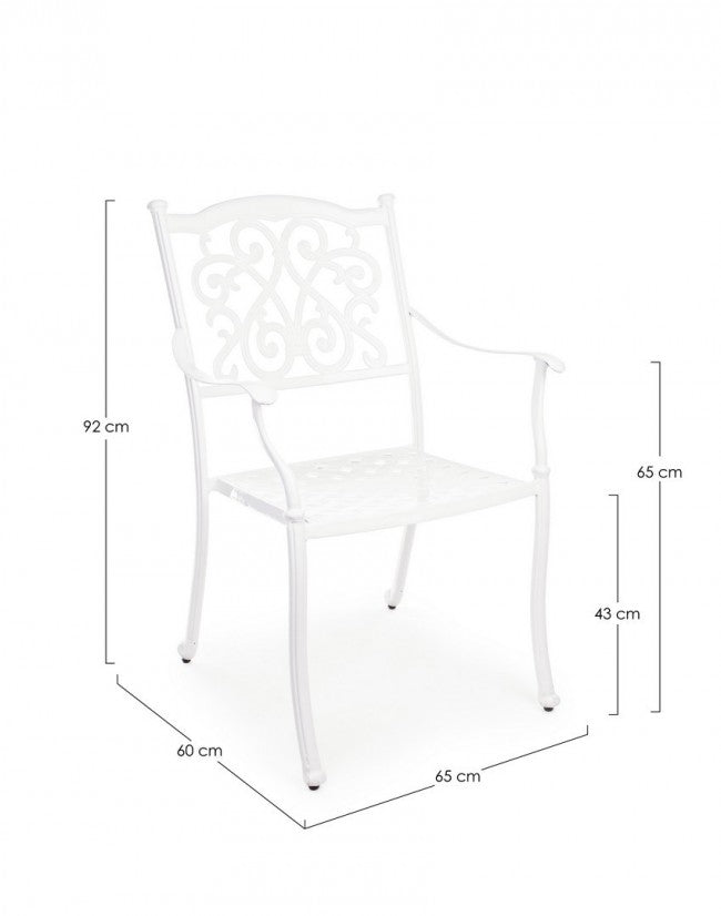 Set 4 Sedie da Giardino 65x60x92h cm con Braccioli Ivrea Bianco-3