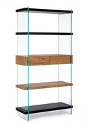 Libreria 4 Ripiani 2 Cassetti 90x39x180h cm Line Wood Nero -1