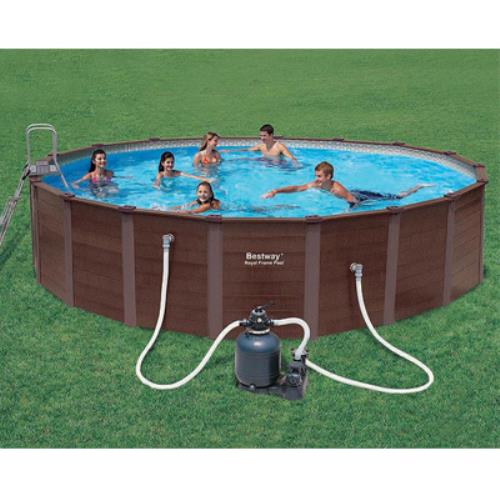 acquista Bestway Royal Frame 56189 Piscine hors sol avec revêtement extérieur en bois 